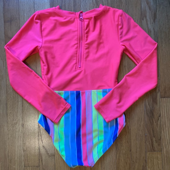 Cat & Jack long sleeve swim suit - one piece rash guard - zipper, rainbow - Picture 6 of 10
